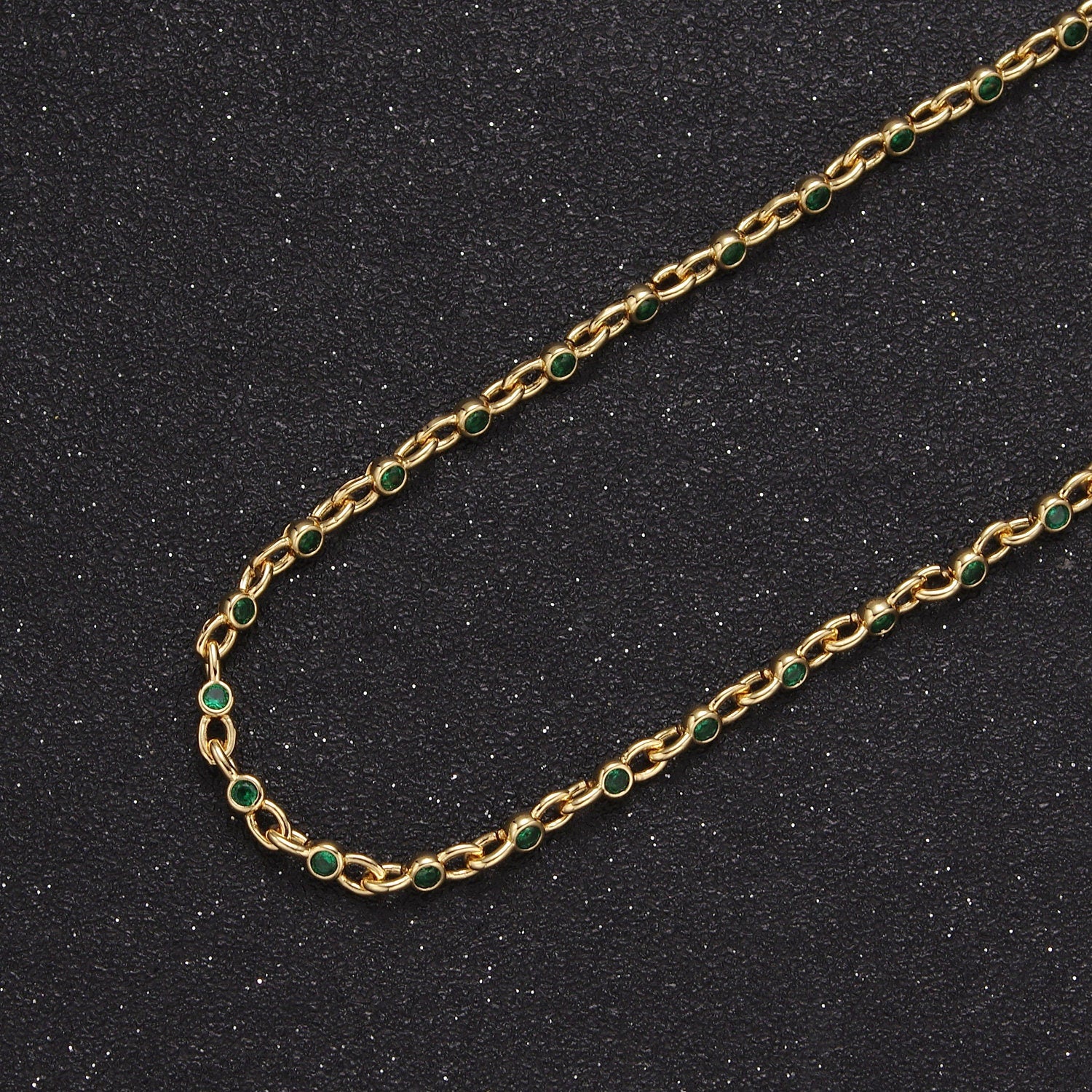 2.5mm Mini 24K Gold Filled Round Bezel Unsoldered Cut Cubic Zirconia CZ Chain By Yard Bulk Wholesale | ROLL-750, -751, -752, -753