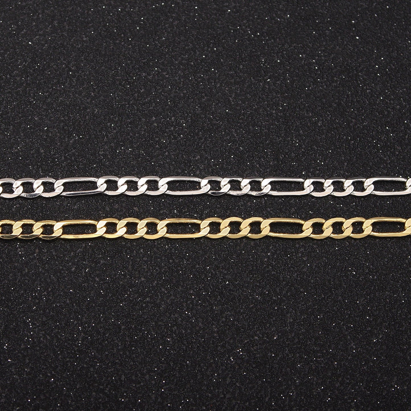 Unfinished Silver Plated 3.0mm Flat Figaro Chain by Yard, Wholesale Bulk Figaro Chain | ROLL-763