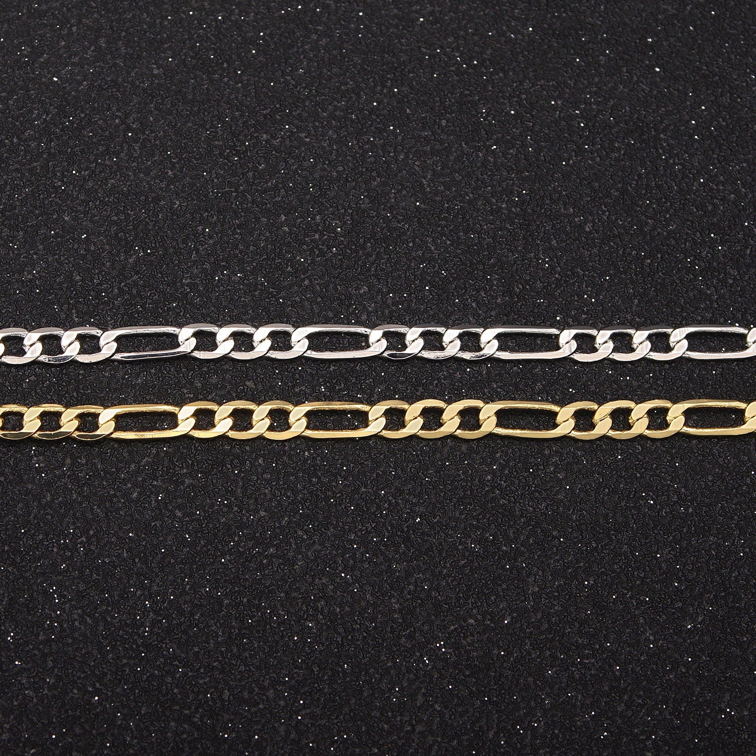 Unfinished Silver Plated 3.0mm Flat Figaro Chain by Yard, Wholesale Bulk Figaro Chain | ROLL-763