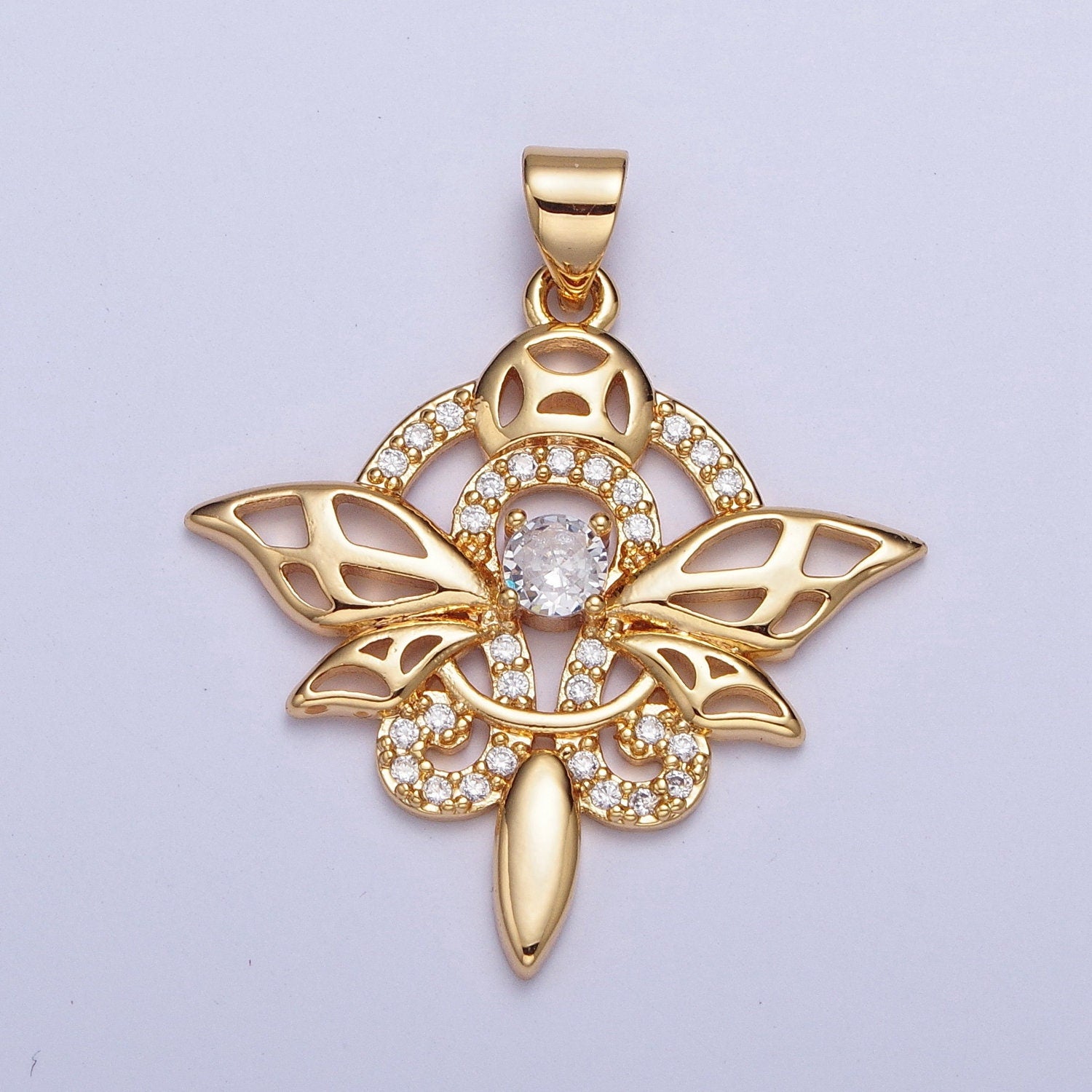 Dainty Micro Pave Cubic Zirconia CZ Insect Dragonfly Butterfly Pendant, Winged Animals Charms For Jewelry Making | X-442