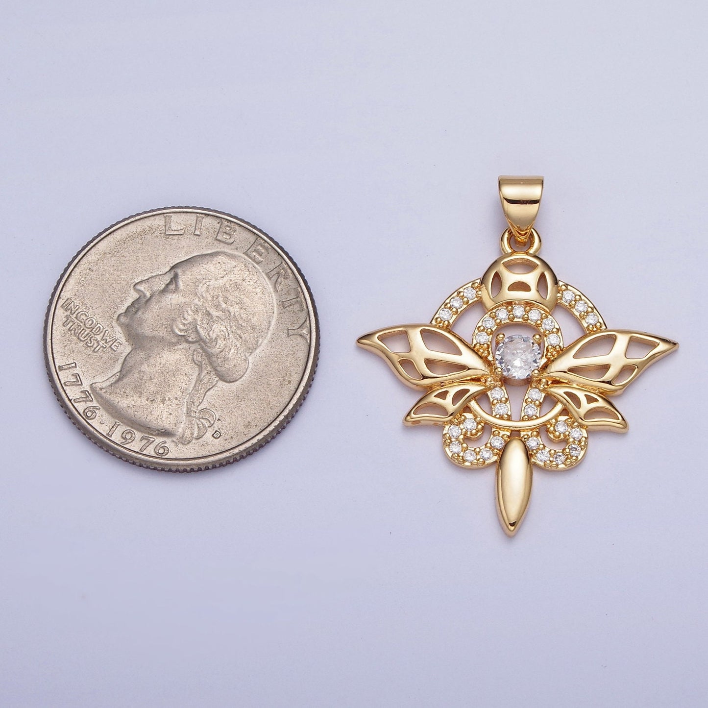 Dainty Micro Pave Cubic Zirconia CZ Insect Dragonfly Butterfly Pendant, Winged Animals Charms For Jewelry Making | X-442