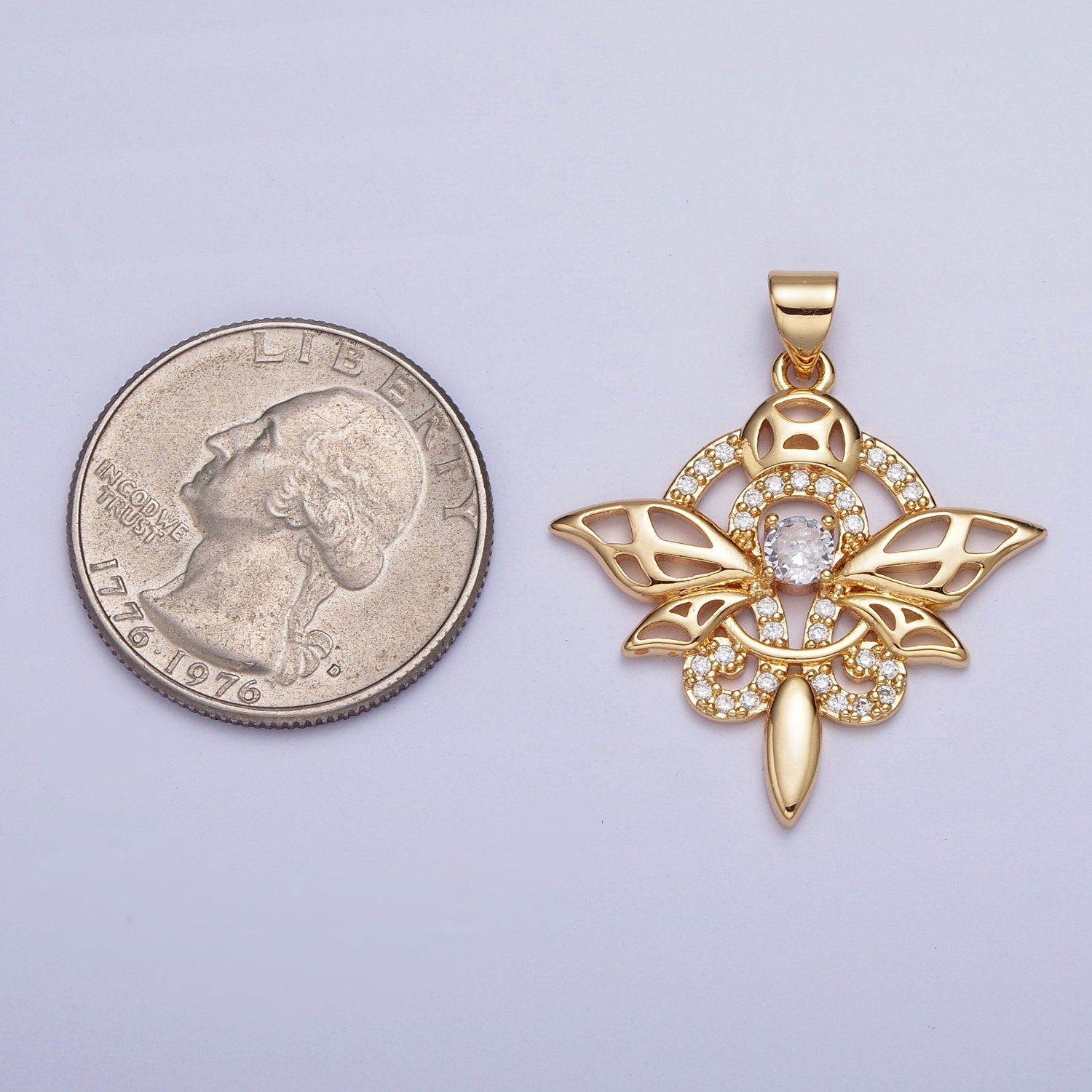 Dainty Micro Pave Cubic Zirconia CZ Insect Dragonfly Butterfly Pendant, Winged Animals Charms For Jewelry Making | X-442