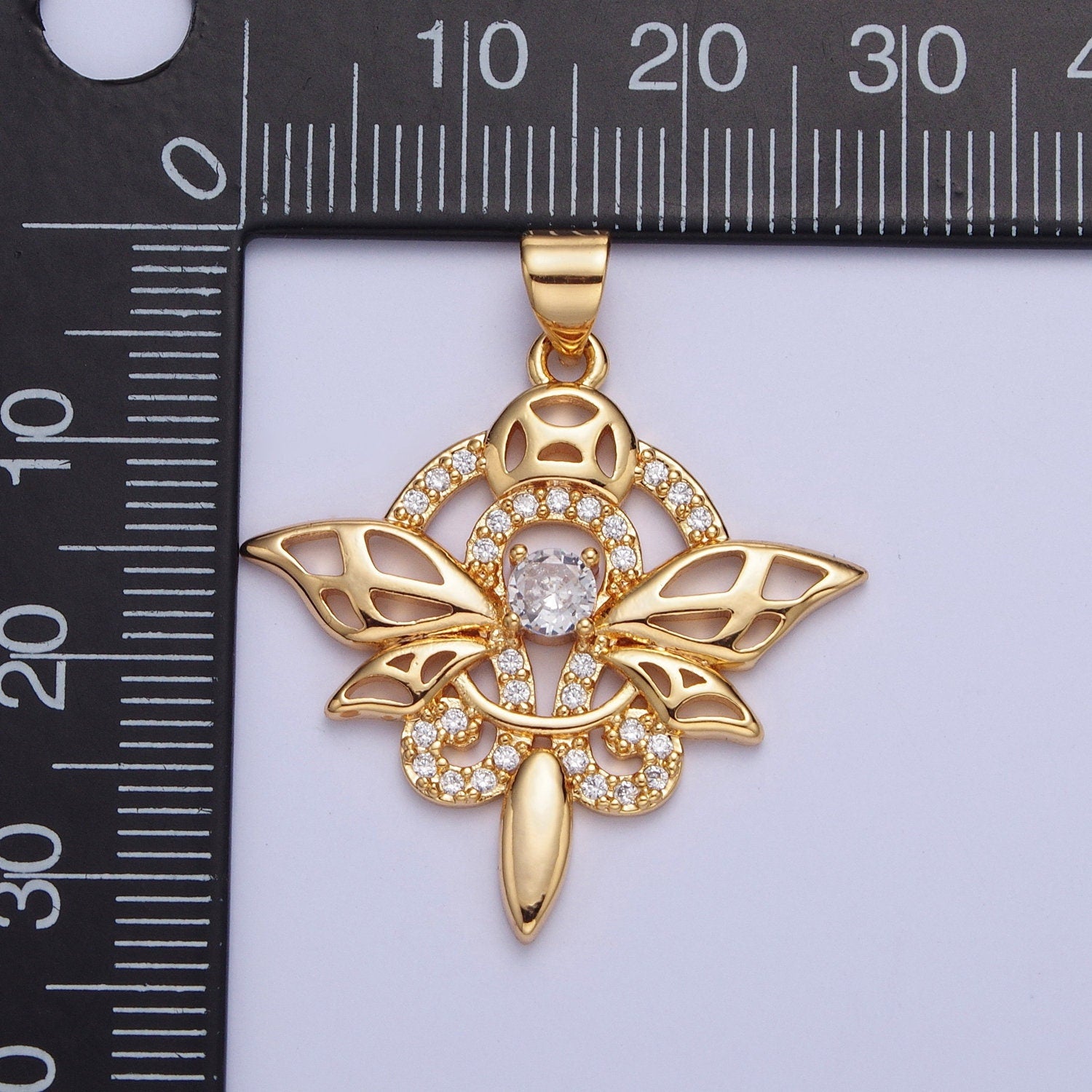 Dainty Micro Pave Cubic Zirconia CZ Insect Dragonfly Butterfly Pendant, Winged Animals Charms For Jewelry Making | X-442