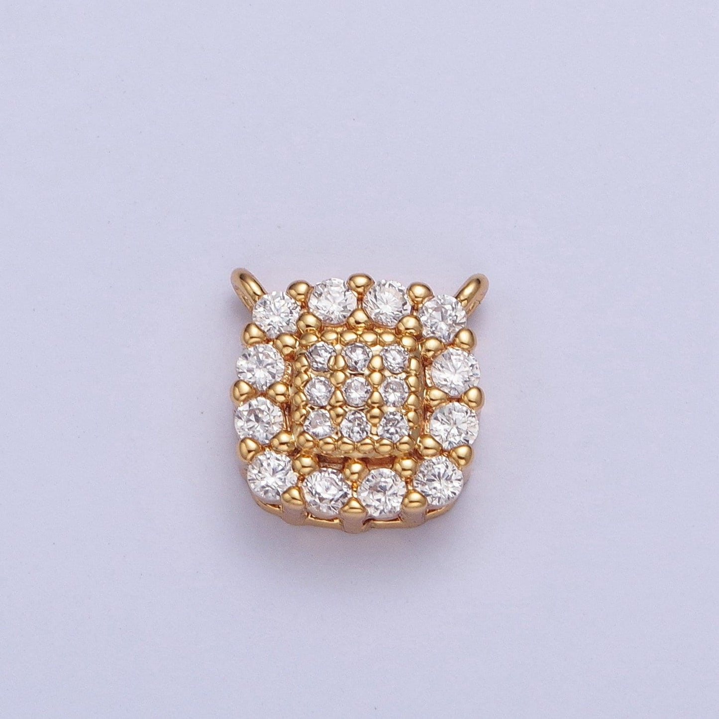 24K Gold Filled Dainty Square Micro Pave CZ Link Connector, Bracelet Necklace Earring Findings | F-605
