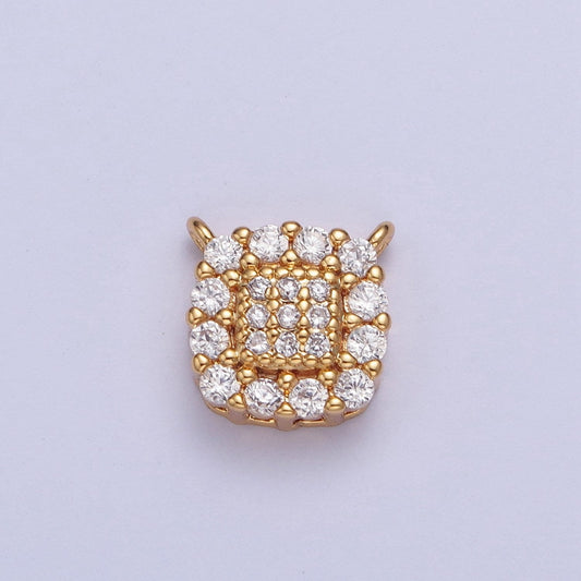 24K Gold Filled Dainty Square Micro Pave CZ Link Connector, Bracelet Necklace Earring Findings | F-605