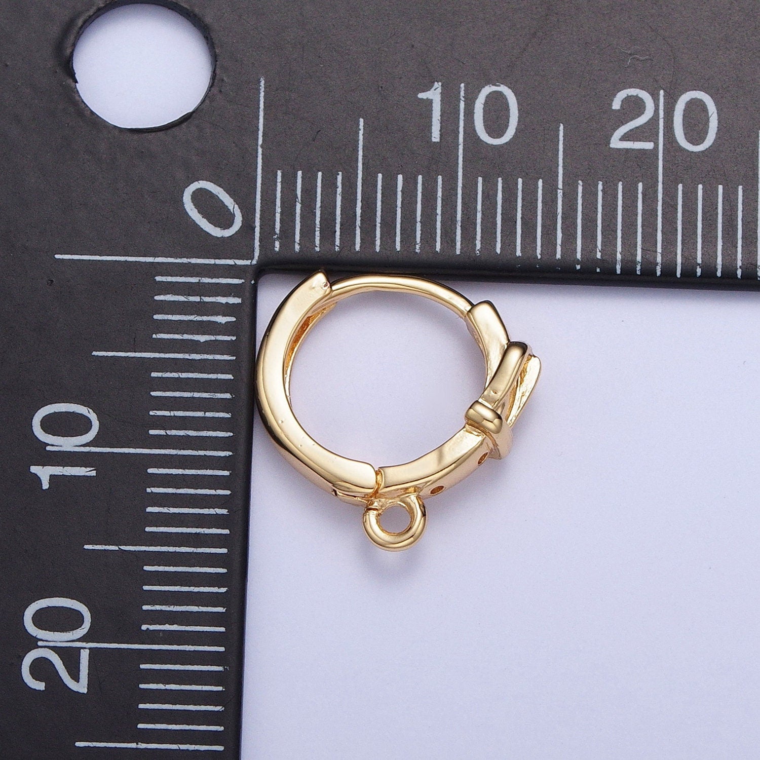 24K Gold Plated Round Circular Hoop Huggie w/ Open Link Lever Hoop Earring Making, 14.7mmx13.9mm, Earring Charm Making Findings | L-812