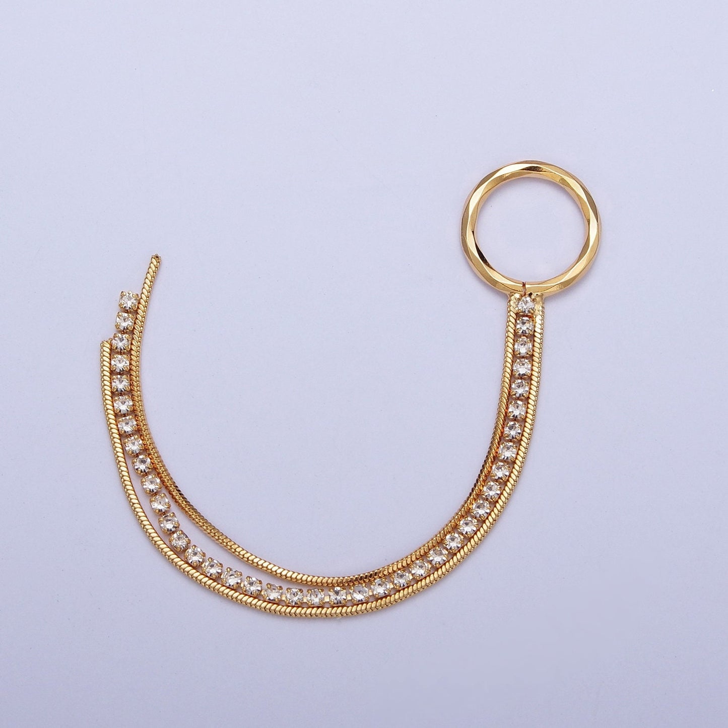 93.5mm Double Snake Omega & Tennis Chain with One Large Loop Tassel Charm Supply For Jewelry DIY Making | L-834