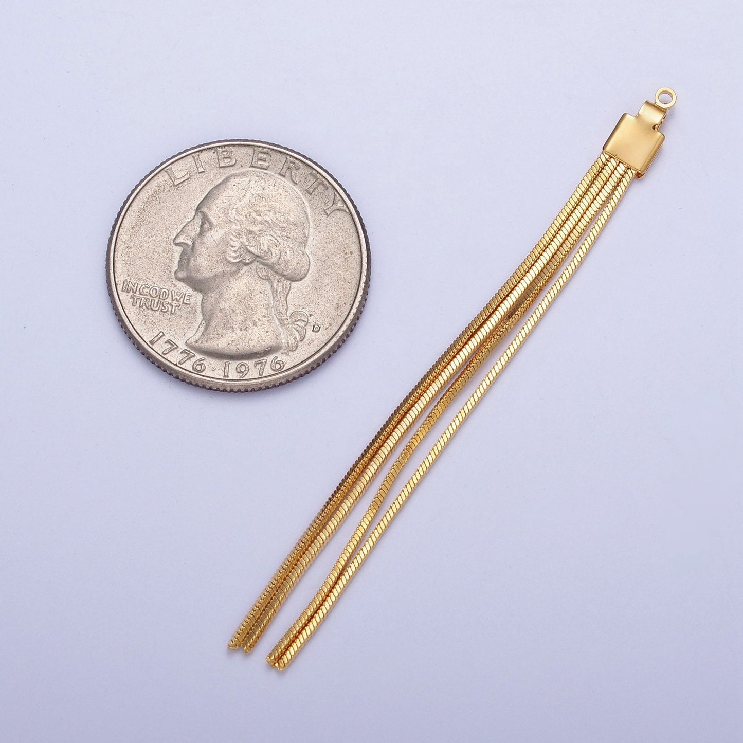 66.0mm Gold Four Box Chain Tassels Charm, Jewelry Supply For DIY Making | L-836