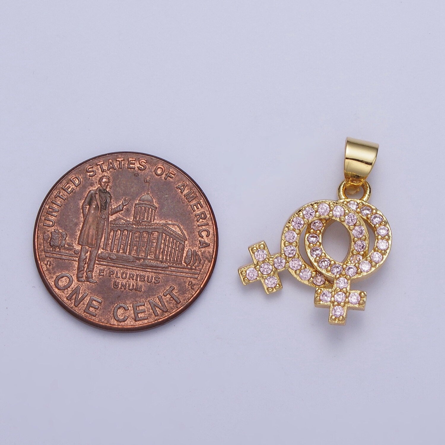 Micro Pave Lesbian Charm 24K Gold Filled Lesbian Jewelry, Pride Necklace Bracelet Pendant Lesbian Couple Necklace | X-422