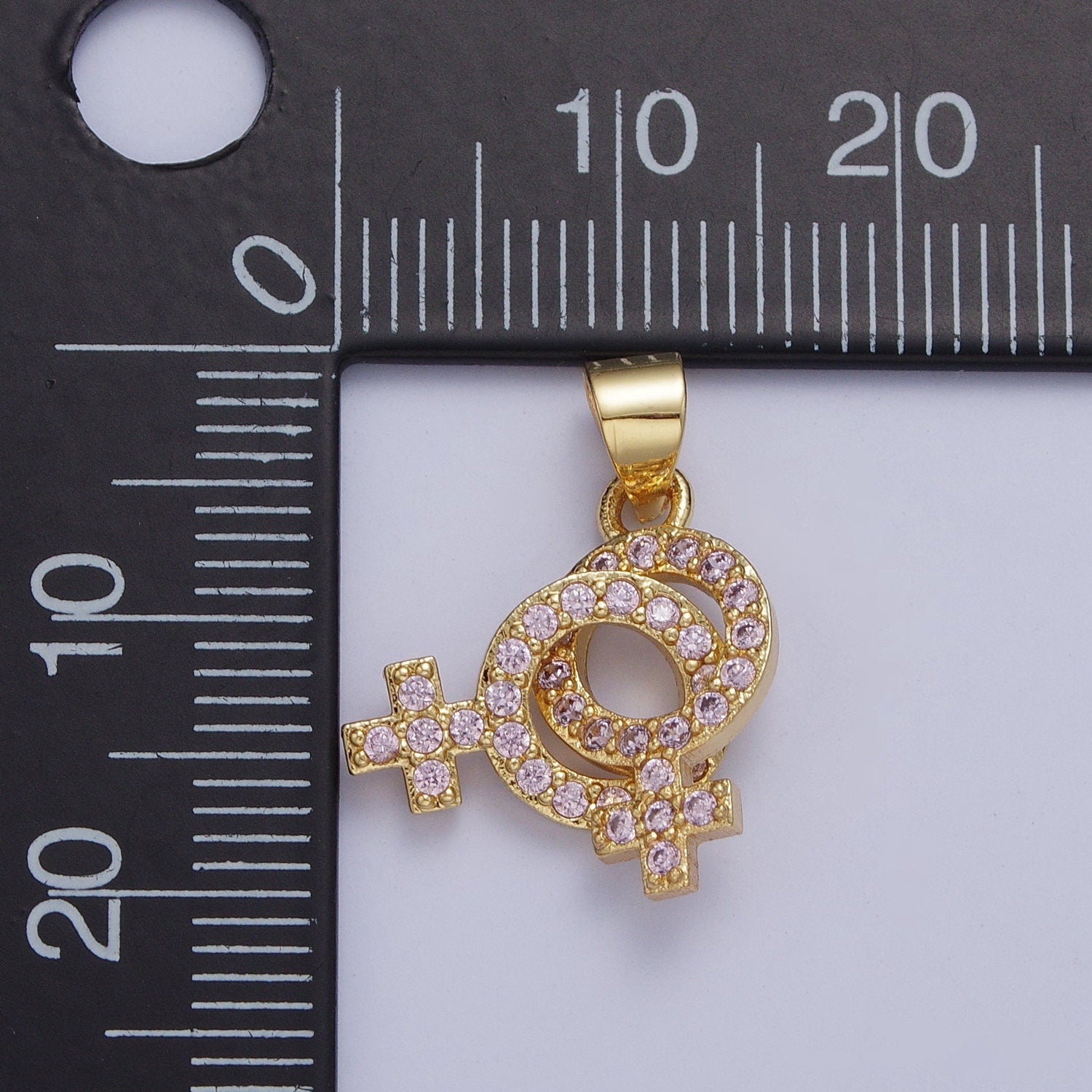 Micro Pave Lesbian Charm 24K Gold Filled Lesbian Jewelry, Pride Necklace Bracelet Pendant Lesbian Couple Necklace | X-422