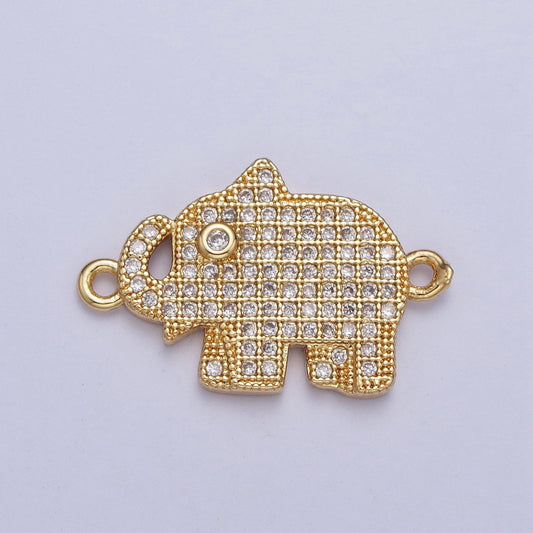 Gold Pave Cute Elephant Link Connector, 24K Gold Filled Dumbo Charm for Necklace Bracelet Component | F-485