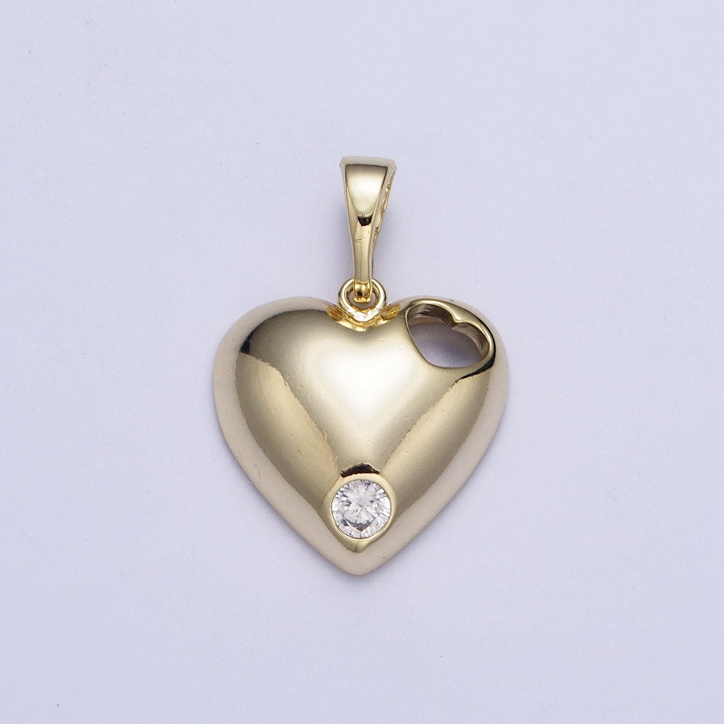 Gold Minimalistic Heart Charms, 14K Gold Filled Love Pendant, Dainty Cz Heart Charm for Minimalist Bracelet Earring Necklace | X-464