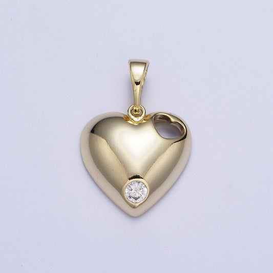 Gold Minimalistic Heart Charms, 14K Gold Filled Love Pendant, Dainty Cz Heart Charm for Minimalist Bracelet Earring Necklace | X-464