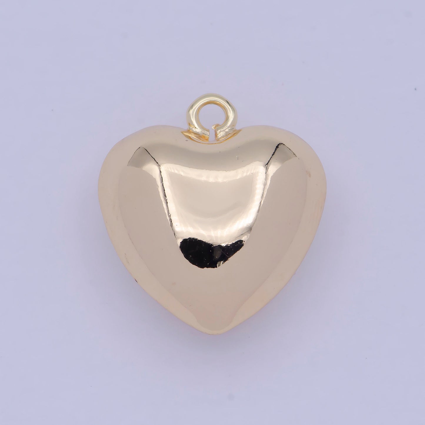 Bulgy Thick Gold Love Heart Charm, 16K Gold Plated Heart Stamps for Necklace Pendant | E-775