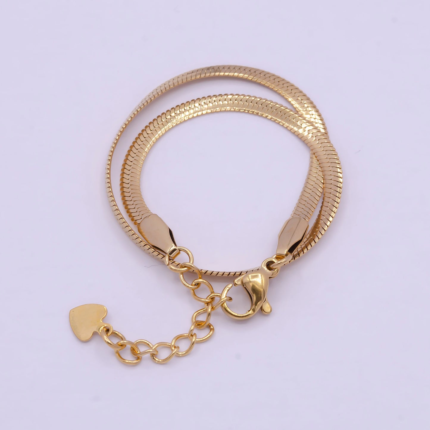 3.0mm, 4.0mm, 5.0mm Gold Herringbone Chain Bracelets, 24K Gold Filled 7.0" + 1.0" Extender Stack Bracelets | WA-928, WA-927, WA-929
