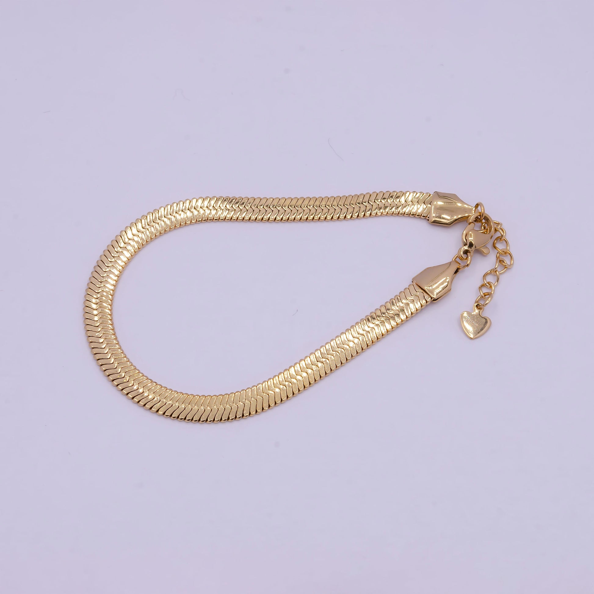 3.0mm, 4.0mm, 5.0mm Gold Herringbone Chain Bracelets, 24K Gold Filled 7.0" + 1.0" Extender Stack Bracelets | WA-928, WA-927, WA-929