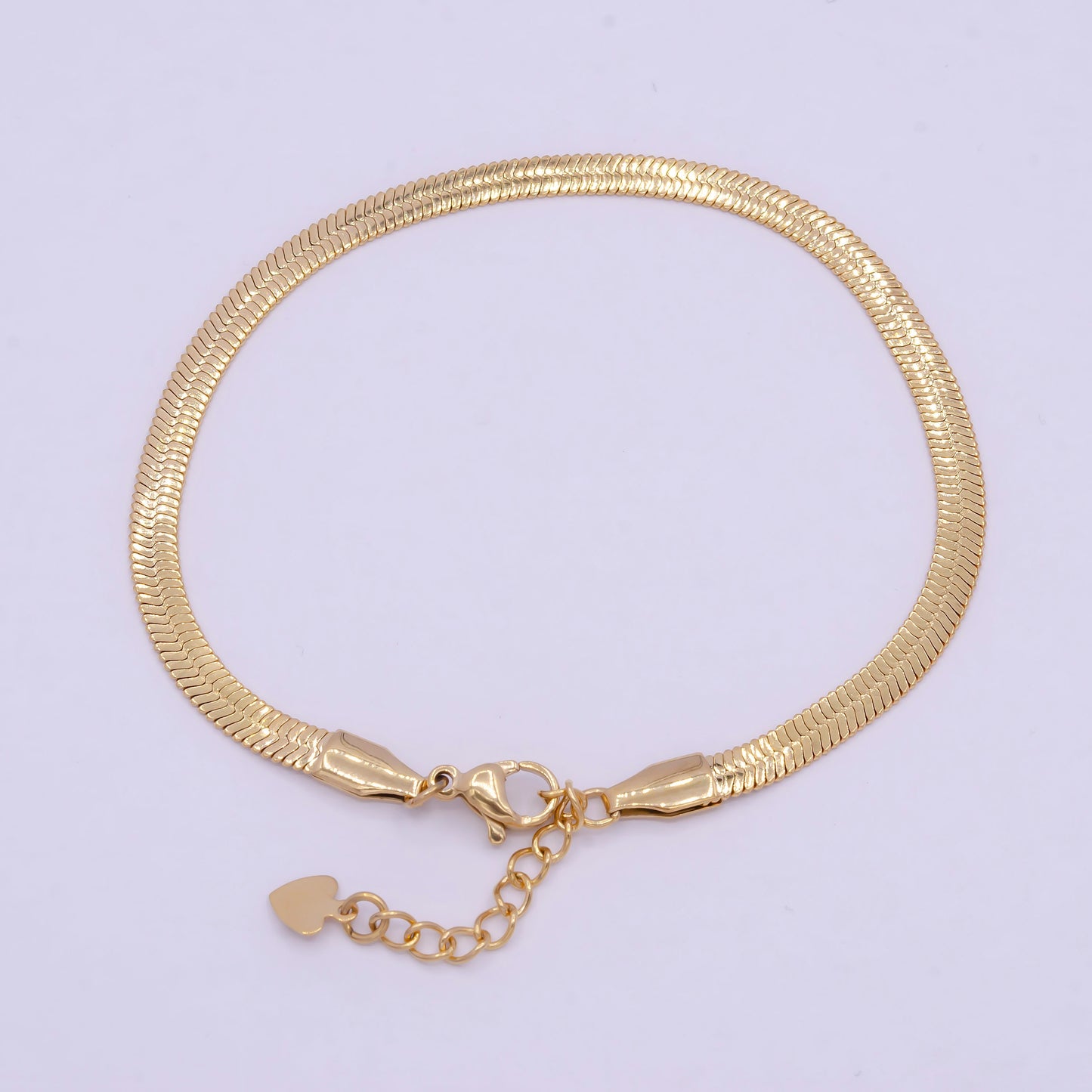 3.0mm, 4.0mm, 5.0mm Gold Herringbone Chain Bracelets, 24K Gold Filled 7.0" + 1.0" Extender Stack Bracelets | WA-928, WA-927, WA-929
