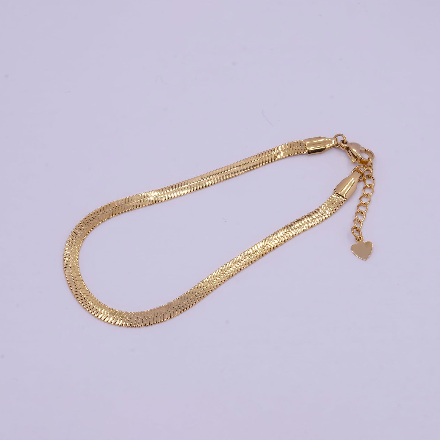 3.0mm, 4.0mm, 5.0mm Gold Herringbone Chain Bracelets, 24K Gold Filled 7.0" + 1.0" Extender Stack Bracelets | WA-928, WA-927, WA-929