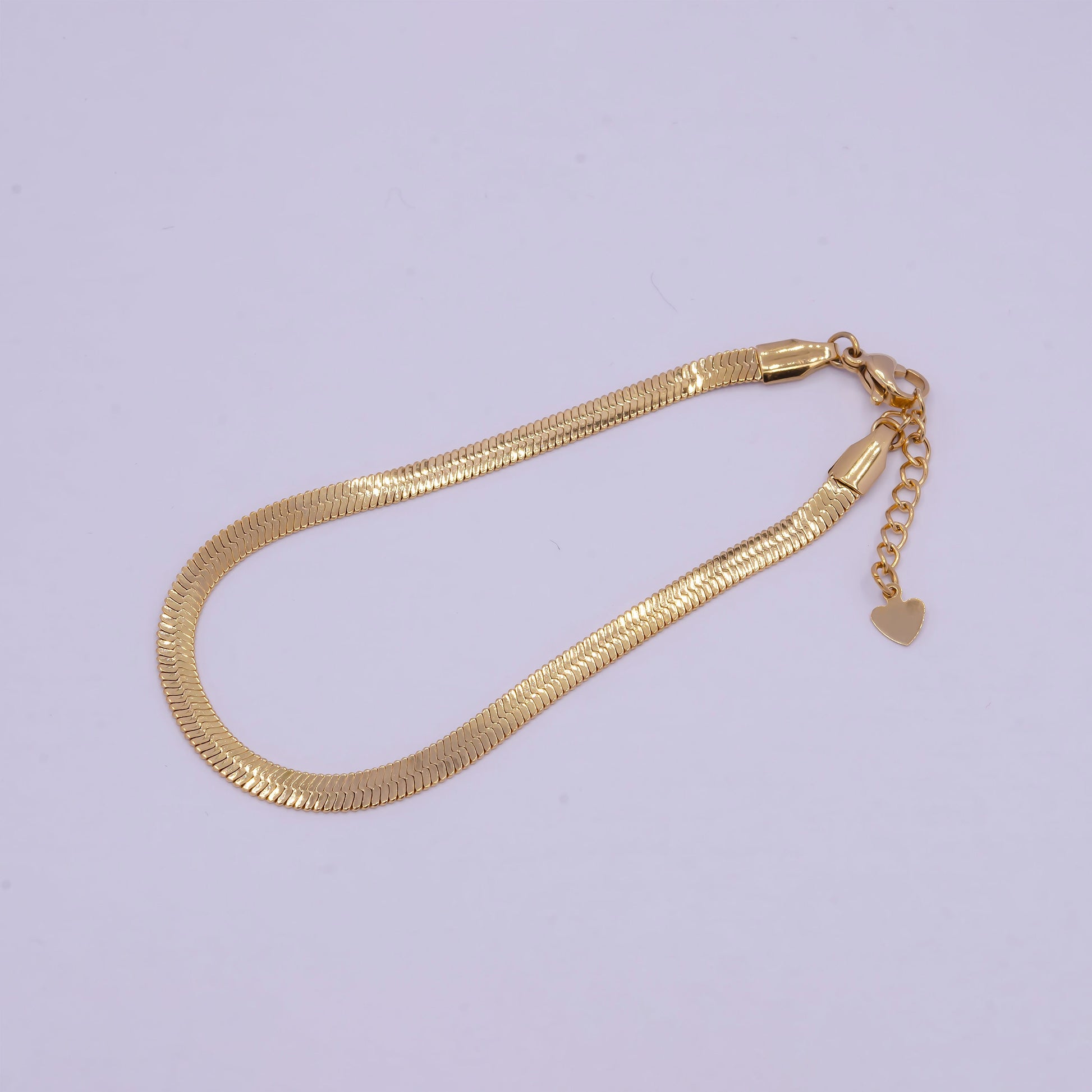 3.0mm, 4.0mm, 5.0mm Gold Herringbone Chain Bracelets, 24K Gold Filled 7.0" + 1.0" Extender Stack Bracelets | WA-928, WA-927, WA-929