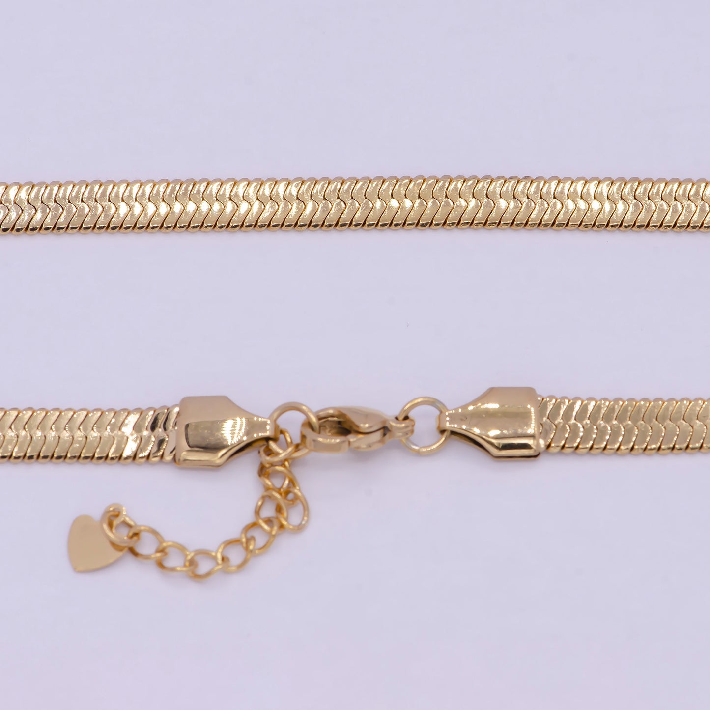 3.8mm Gold Herringbone Necklace, 24K Gold Filled 18.0" + 2.0 Extender Delicate Gold Snake Necklace | WA-930