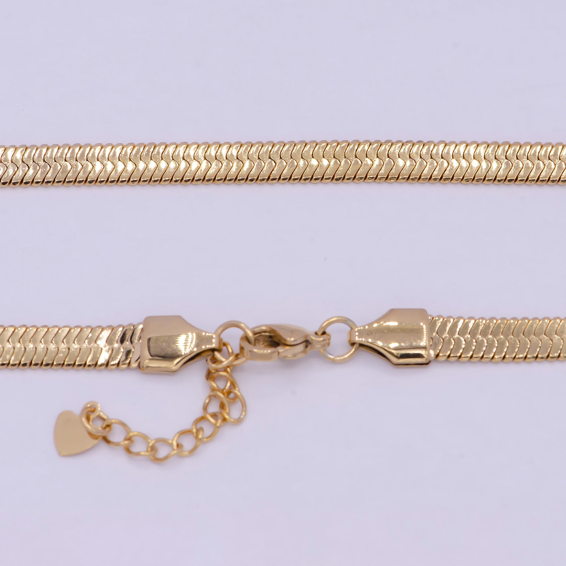 3.8mm Gold Herringbone Necklace, 24K Gold Filled 18.0" + 2.0 Extender Delicate Gold Snake Necklace | WA-930