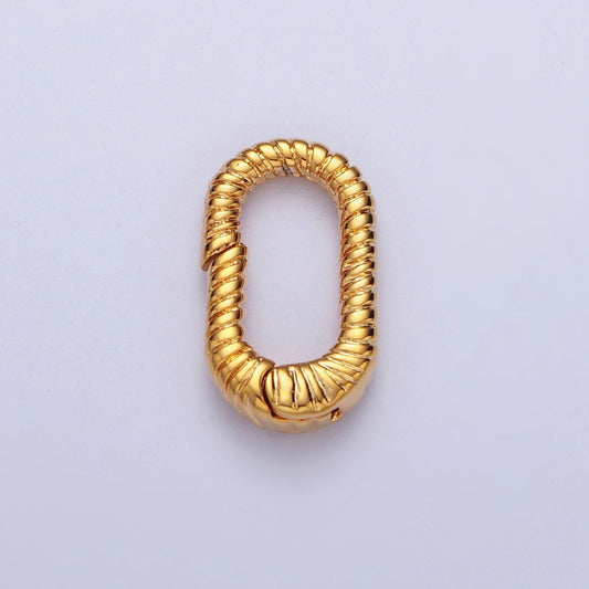 Dainty Oval Twisted Spring Clasp, Gold Silver Filled Gate Pull Clasp, Oval Spring Gate Clasp Jewelry Supply | L-868