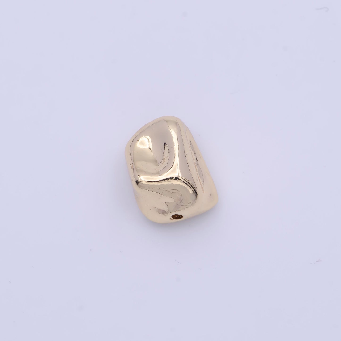 Tiny Abstract Dented Geometric 13.7mm x 10.4mm Bead Spacer, 14K Gold Plated Crushed Abstract Bead Spacer for DIY Jewelry Making | B-118