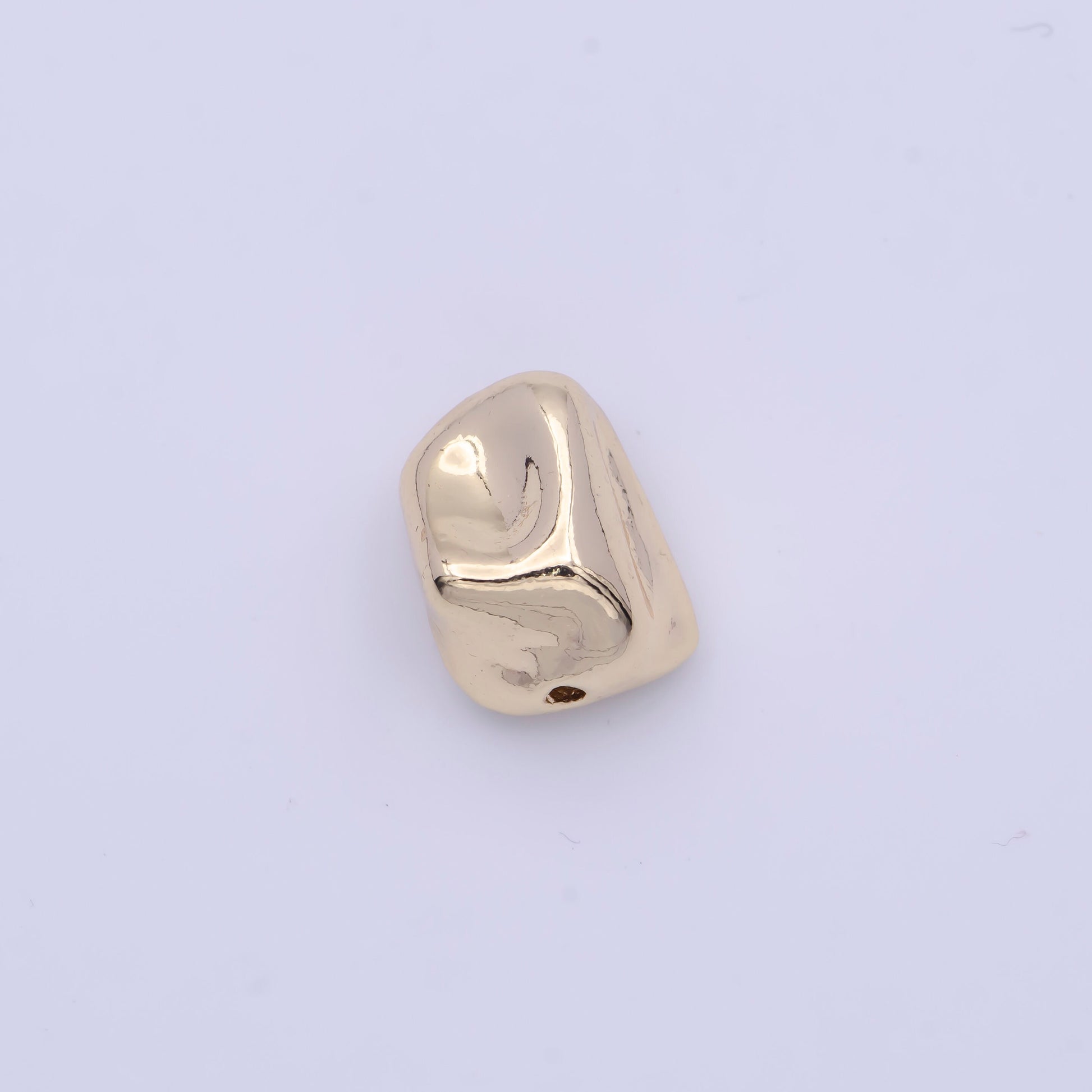 Tiny Abstract Dented Geometric 13.7mm x 10.4mm Bead Spacer, 14K Gold Plated Crushed Abstract Bead Spacer for DIY Jewelry Making | B-118