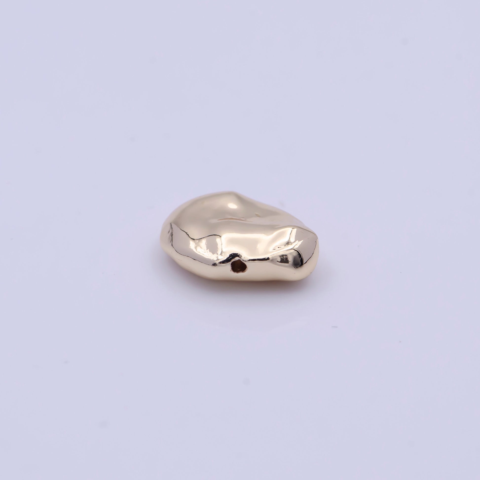 Tiny Abstract Flat Shaped 11.7mm x 13.4mm Bead Spacer, 14K Gold Plated Flat Oblong Abstract Bead Spacer for DIY Jewelry Making | B-078