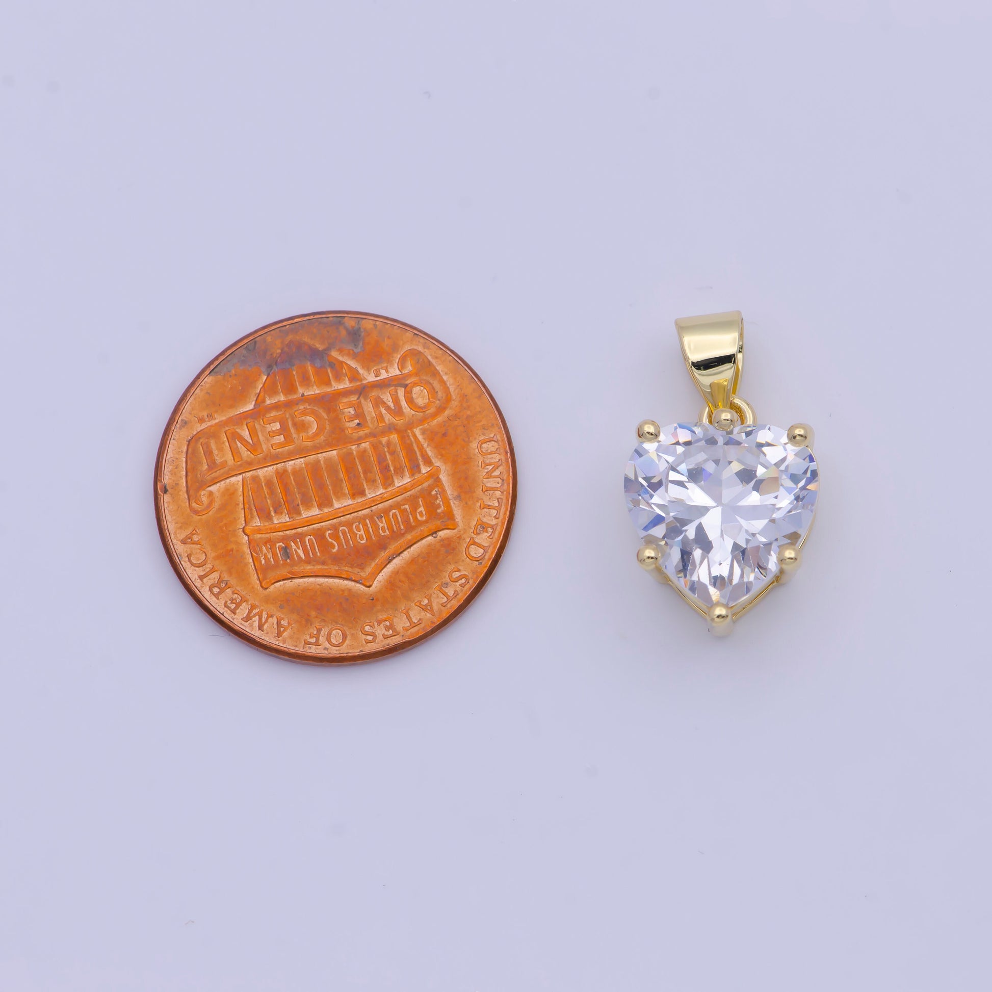 Pink and White Small Heart Pendants, 24K Gold Filled Micro Paved Cubic Zirconia Love Heart Charms | X-523, X-524