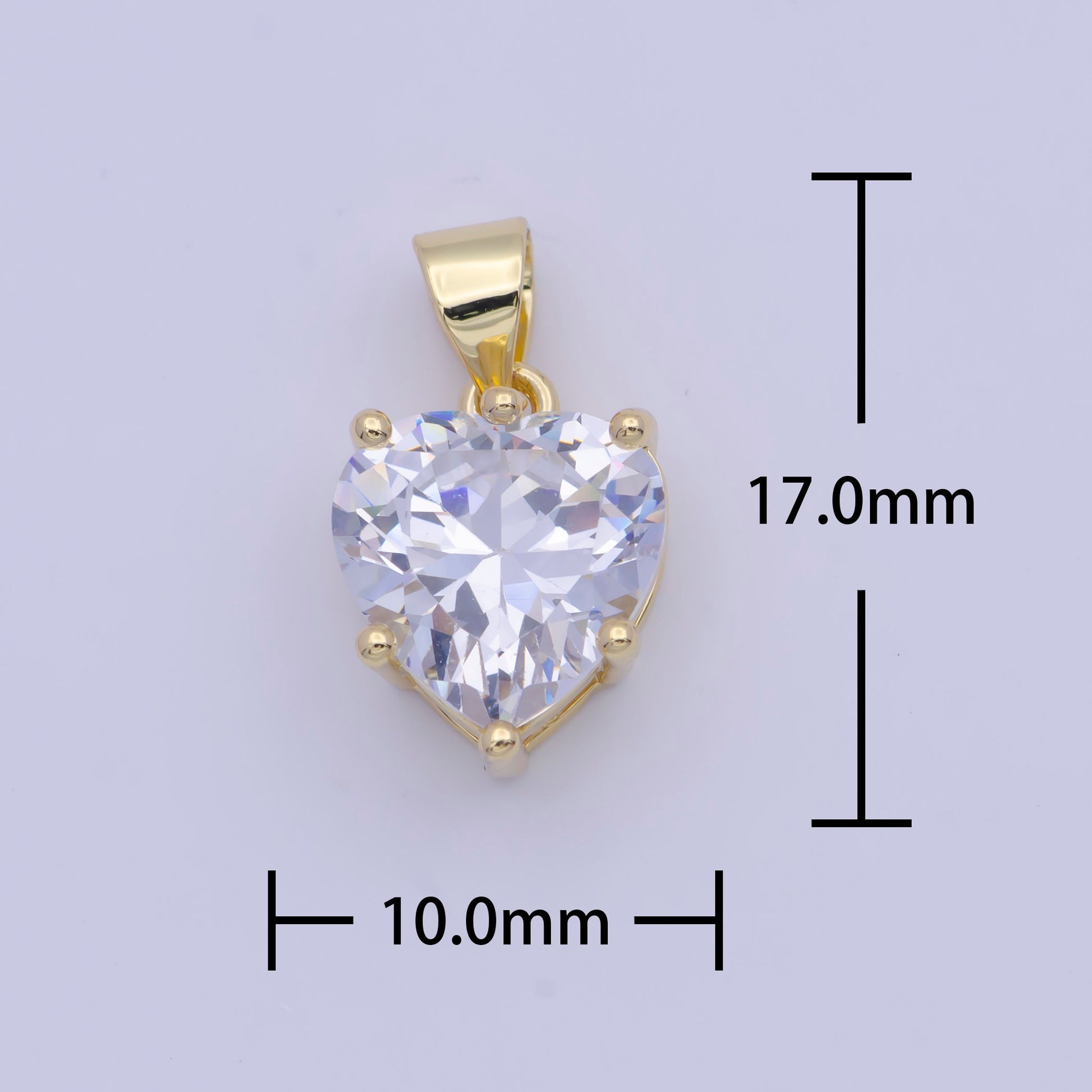 Pink and White Small Heart Pendants, 24K Gold Filled Micro Paved Cubic Zirconia Love Heart Charms | X-523, X-524