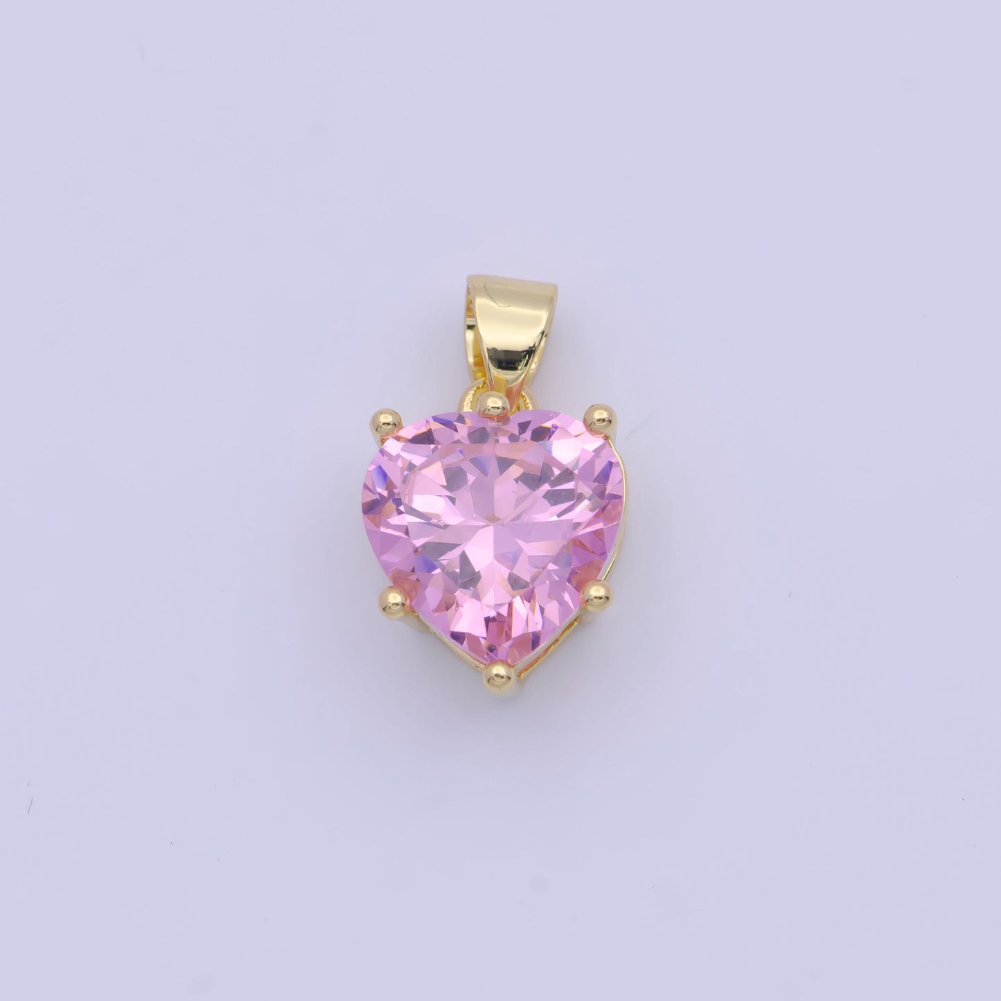 Pink and White Small Heart Pendants, 24K Gold Filled Micro Paved Cubic Zirconia Love Heart Charms | X-523, X-524