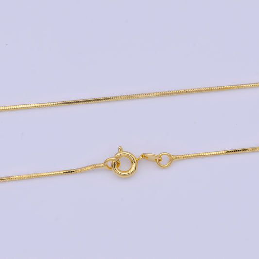 0.9mm Gold Snake Chain Necklace, 24K Gold Plated 13.8" Snake Link Ready to Wear Necklace | WA-1147