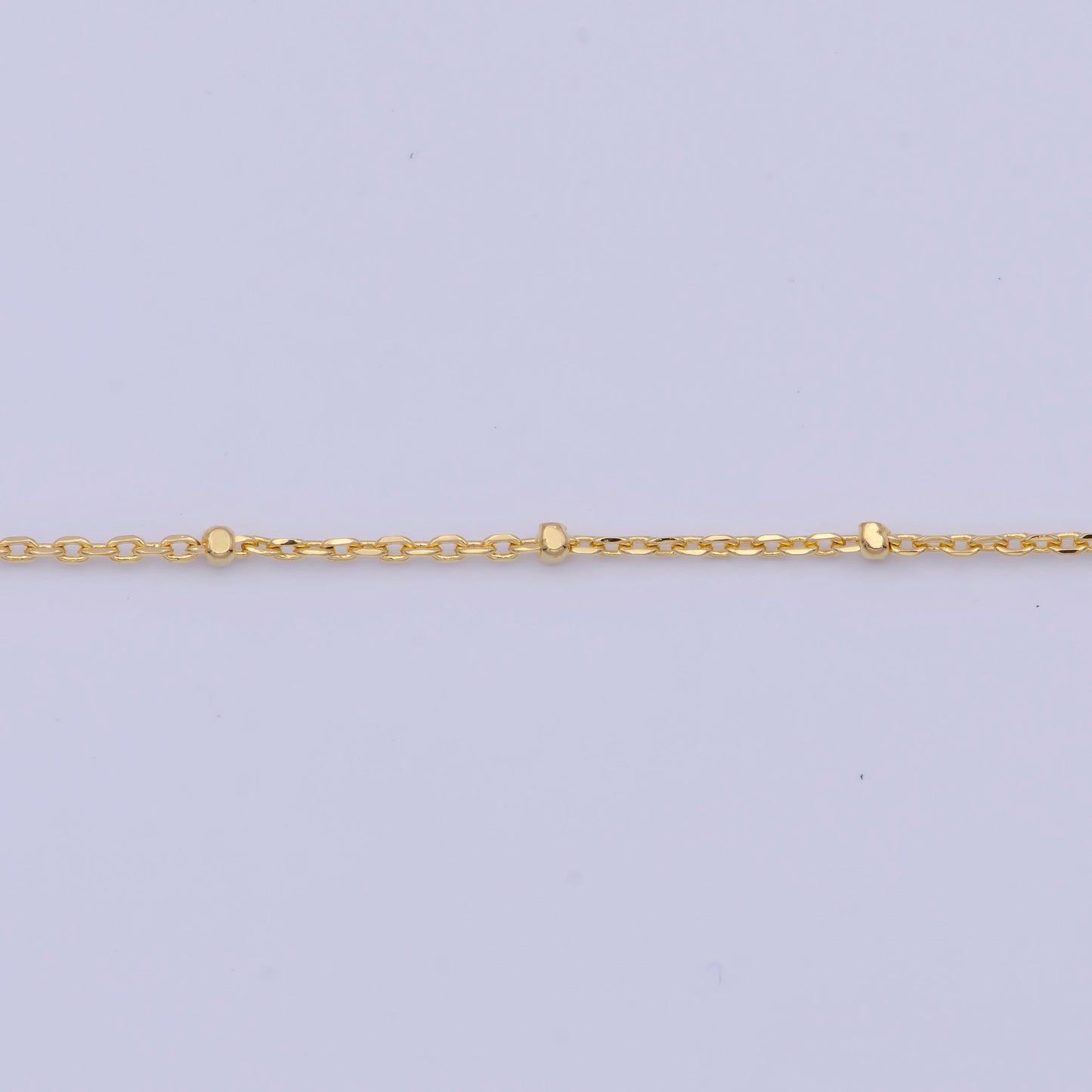 1.2mm Gold Satellite Cable Chain Necklace, 24K Gold Plated 18.0" w. 1.5mm Beads Satellite Cable Link Ready to Wear Necklace | WA-1121