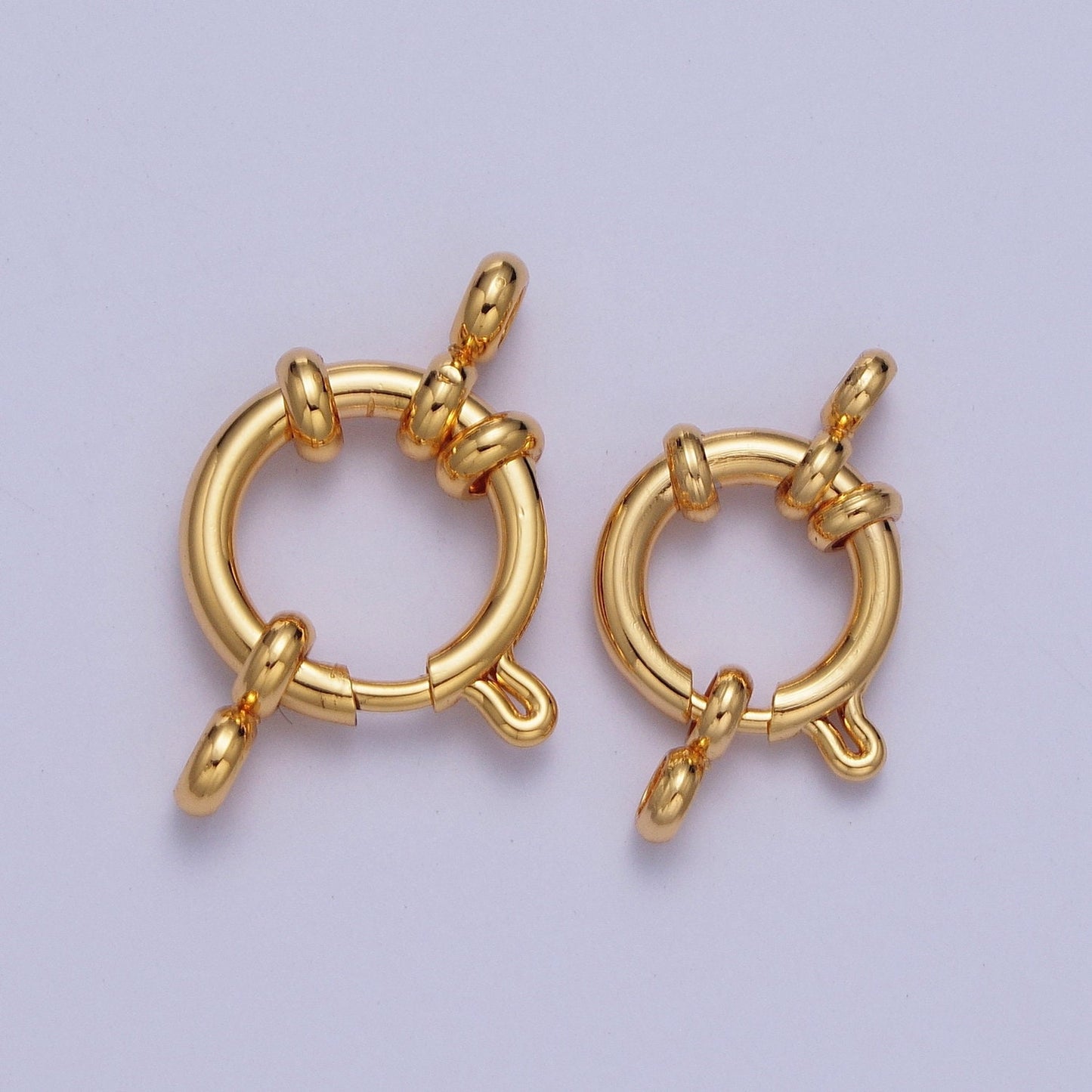 24K Gold Filled Sailor Clasp, Two Clasps Large Spring Ring Include Loops for Necklace Bracelet Finding | L-900, L-901