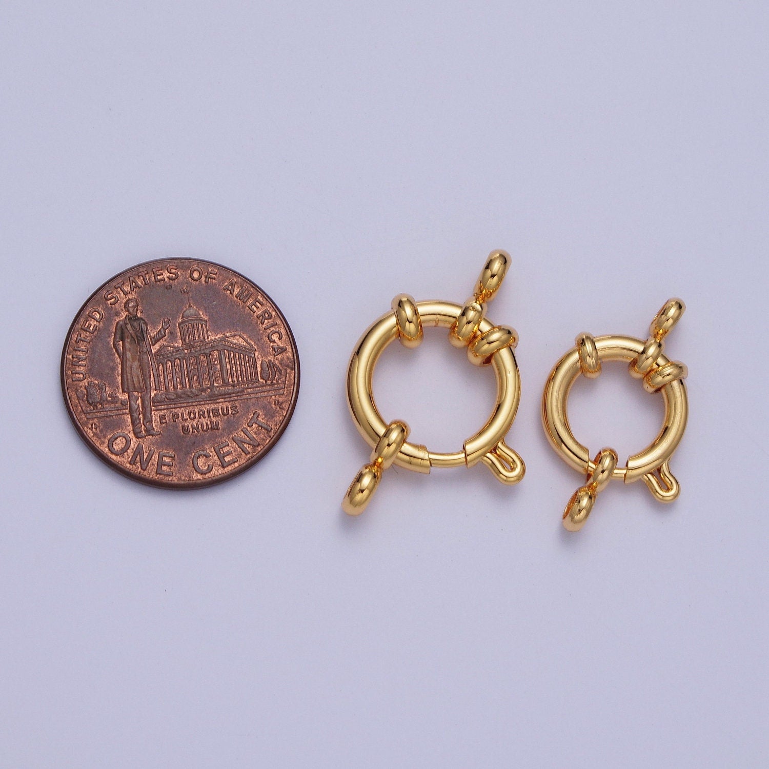 24K Gold Filled Sailor Clasp, Two Clasps Large Spring Ring Include Loops for Necklace Bracelet Finding | L-900, L-901