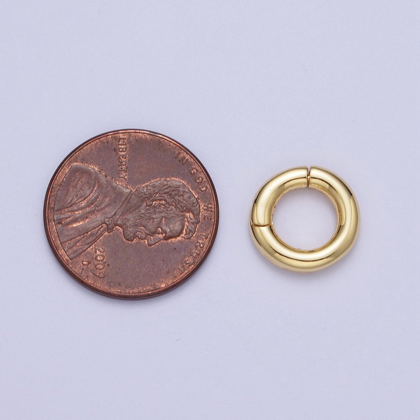 Gold Round Spring Gate Ring, 24K Gold Filled 11.7mm & 15.7mm Simple Round Circle Spring Pull Clasp | L-933, L-934