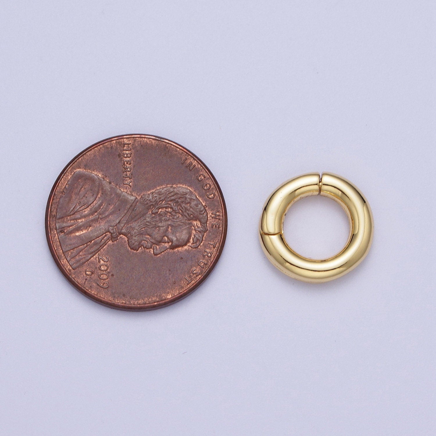 Gold Round Spring Gate Ring, 24K Gold Filled 11.7mm & 15.7mm Simple Round Circle Spring Pull Clasp | L-933, L-934