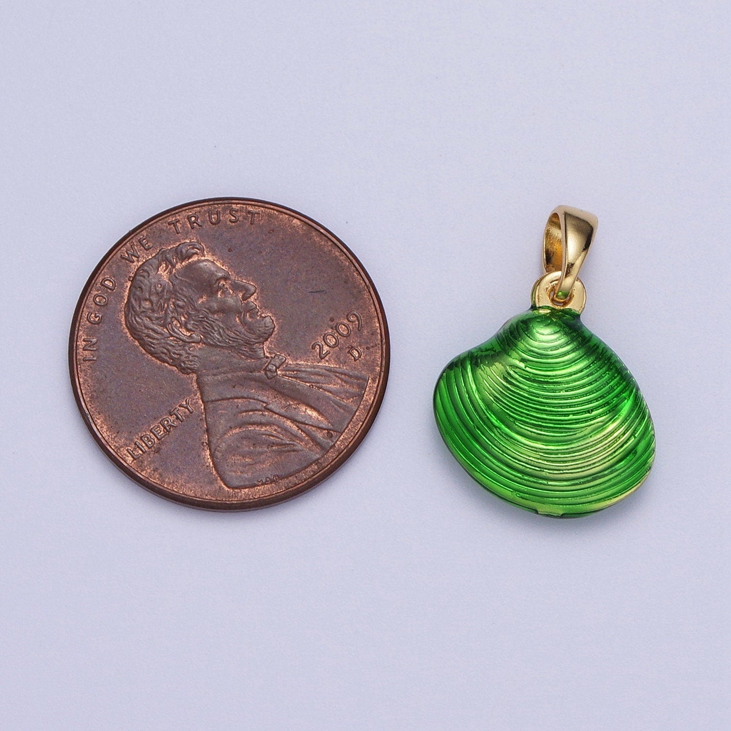 18.7x13.3mm Dainty Neon Colored Clam Shell Pendant, 24K Gold Plated Sea Shell Neon Charm, Beach Sea Life Seashell Charm | X-537~X-539