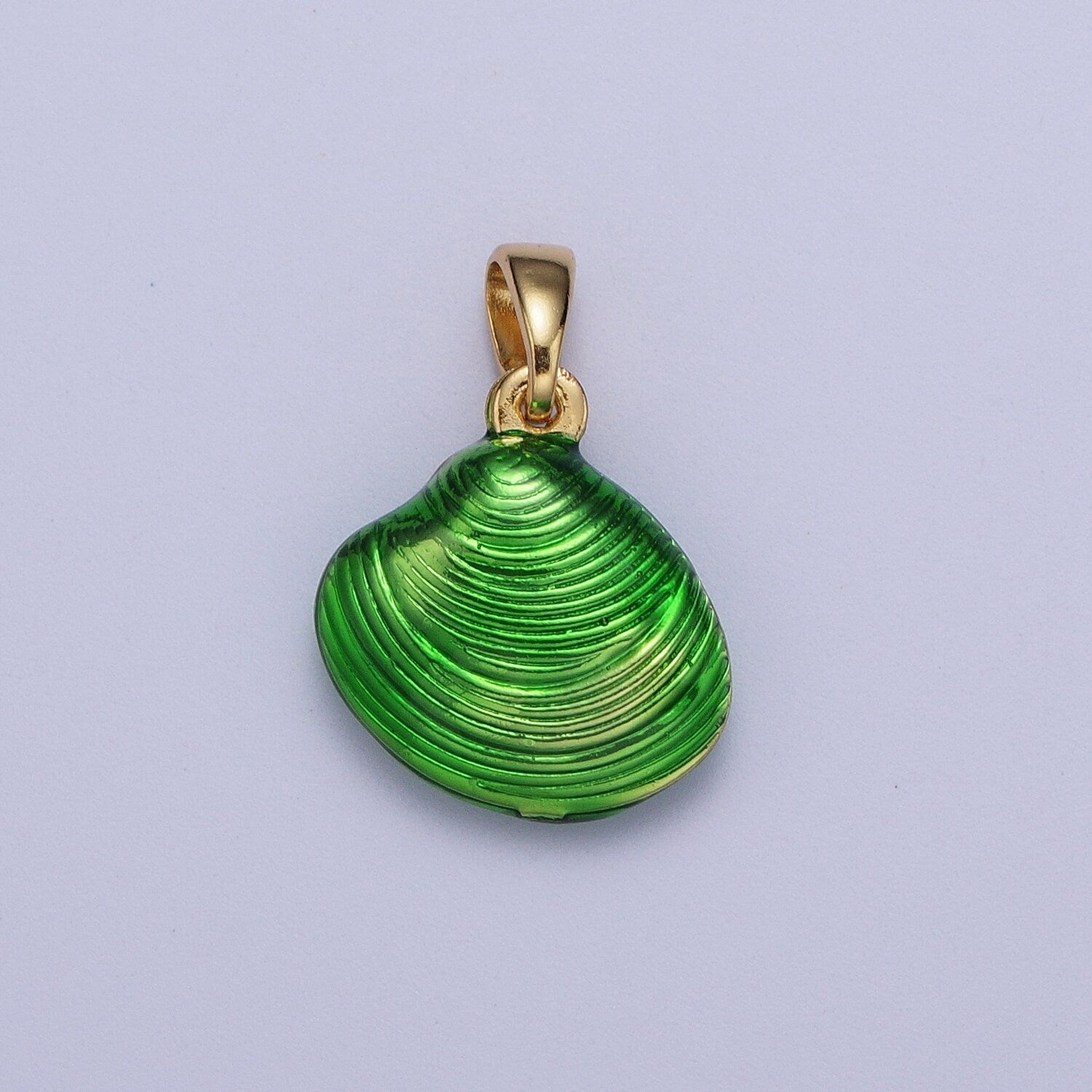 18.7x13.3mm Dainty Neon Colored Clam Shell Pendant, 24K Gold Plated Sea Shell Neon Charm, Beach Sea Life Seashell Charm | X-537~X-539
