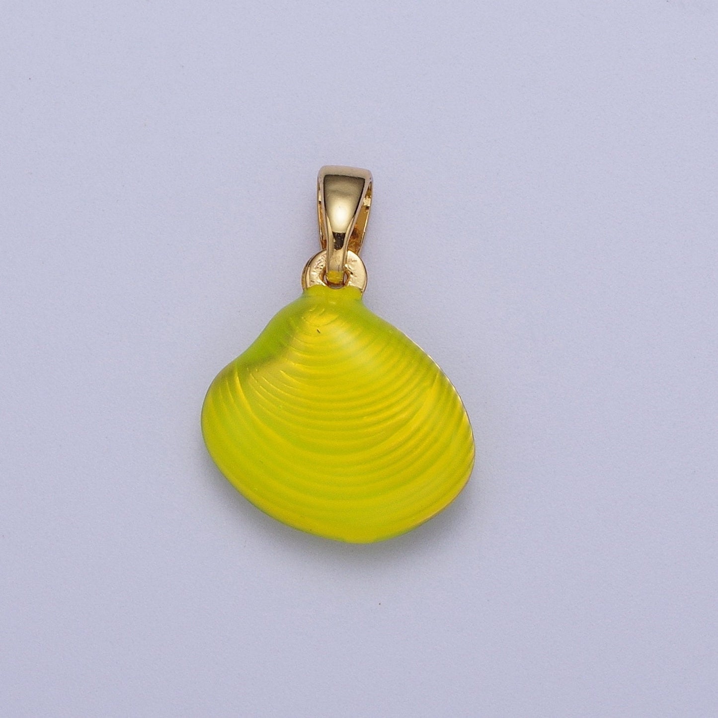 18.7x13.3mm Dainty Neon Colored Clam Shell Pendant, 24K Gold Plated Sea Shell Neon Charm, Beach Sea Life Seashell Charm | X-537~X-539