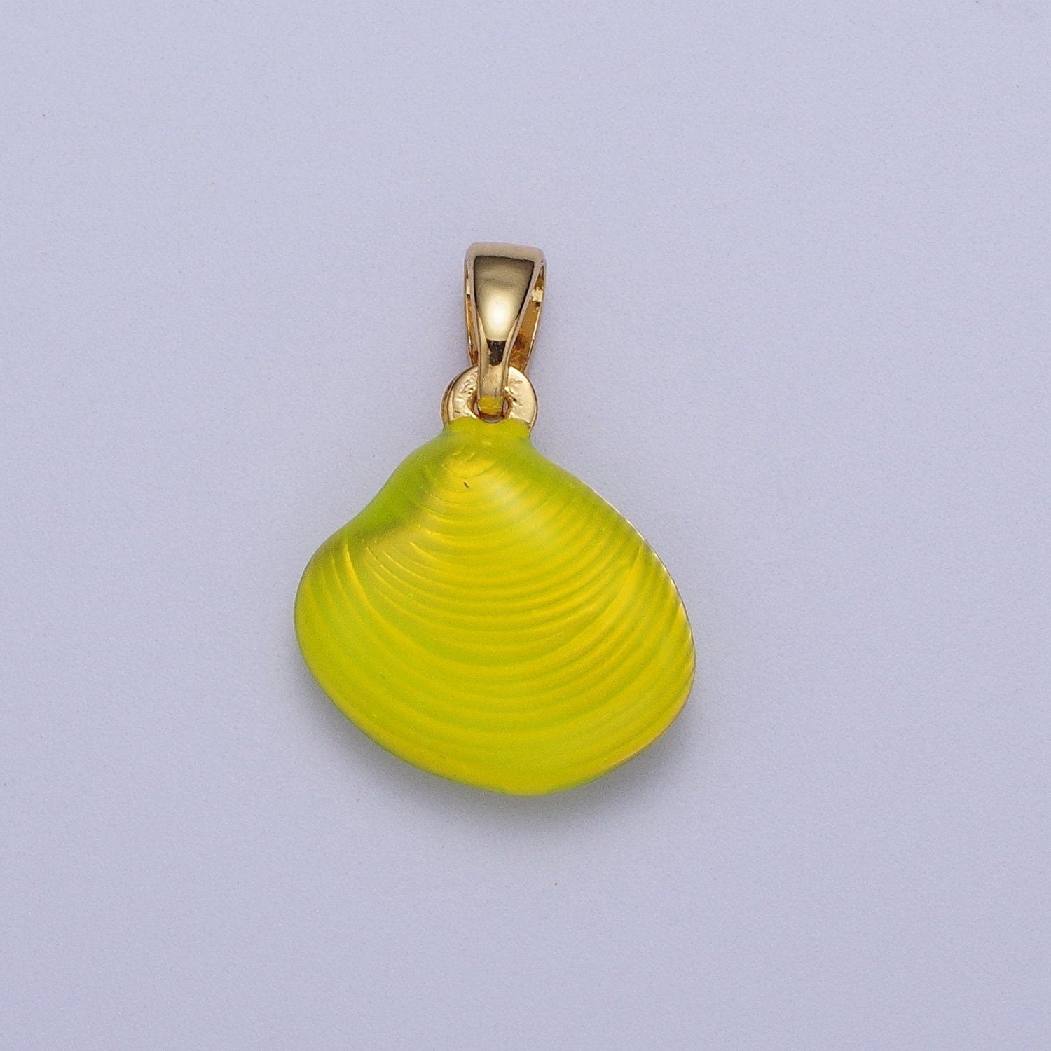 18.7x13.3mm Dainty Neon Colored Clam Shell Pendant, 24K Gold Plated Sea Shell Neon Charm, Beach Sea Life Seashell Charm | X-537~X-539