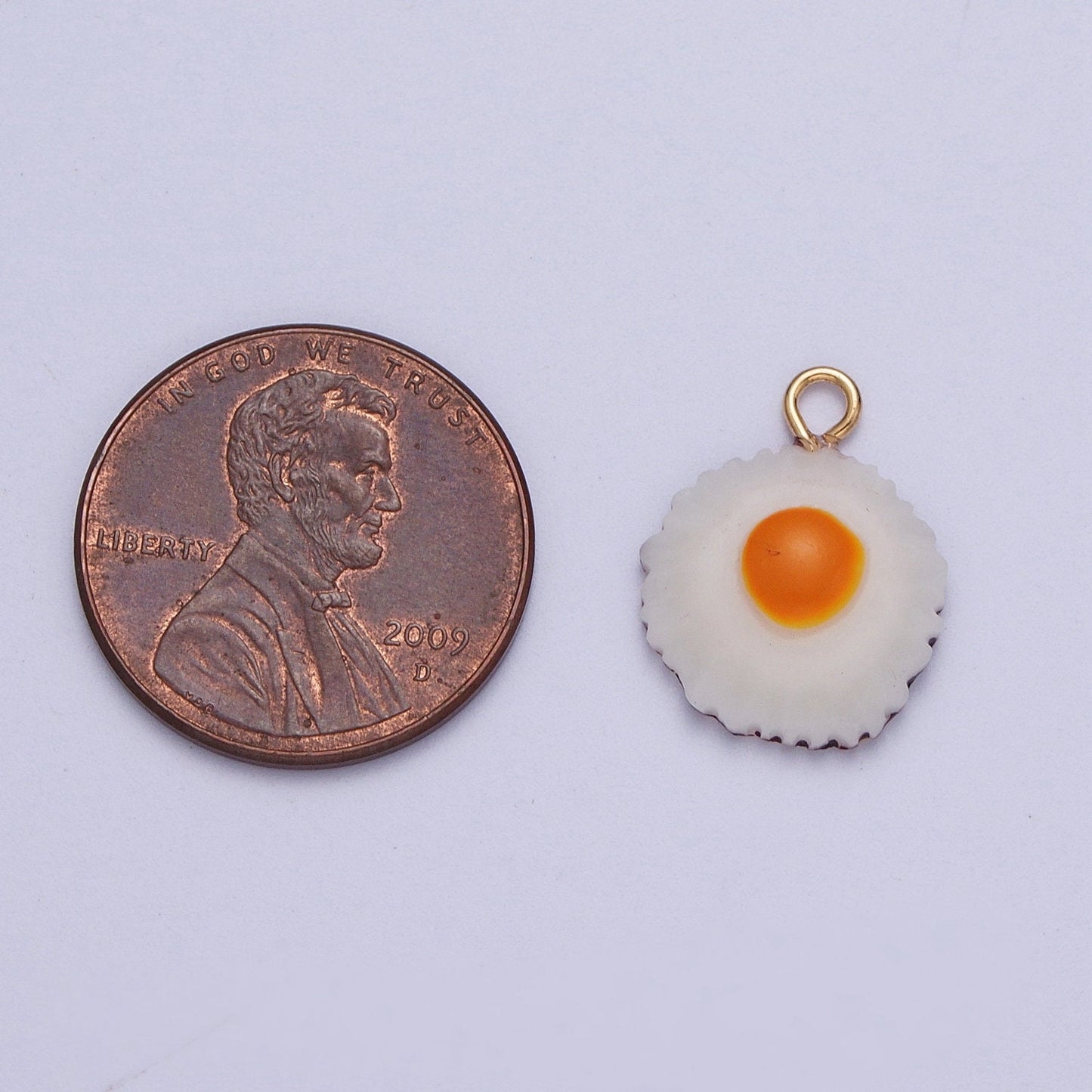 Breakfast Sunny Side Up Egg Pendant, 24K Gold Plated Enamel Food Egg Charm | X-732