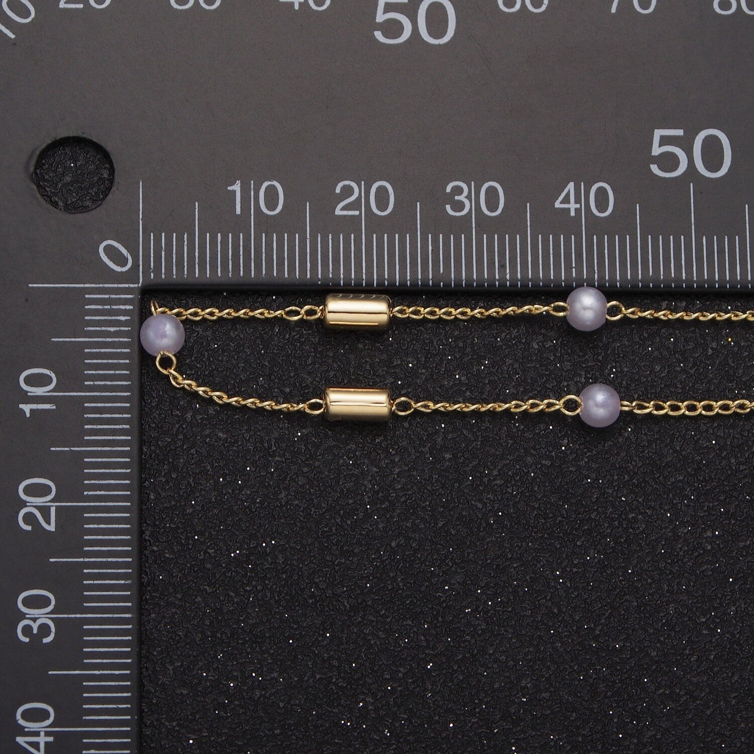 Unfinished Gold Pearl and Cylinder Tube Beaded Satellite Chain by Yard, 24K Gold Plated CCB Wholesale Bulk Satellite Roll Chain | ROLL-832