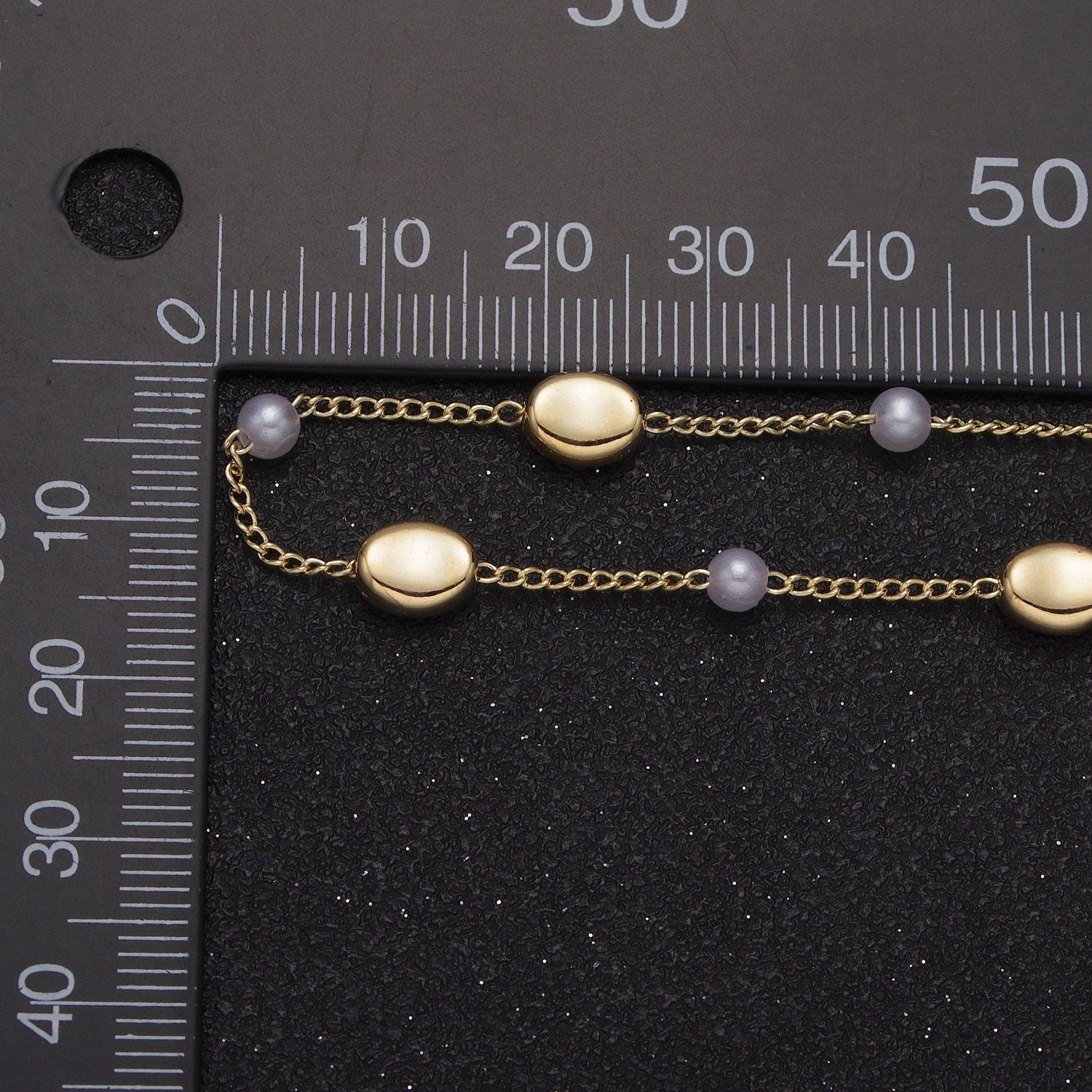 Unfinished Gold Pearl and Round Oval Beaded Satellite Chain by Yard, 24K Gold Plated CCB Wholesale Bulk Satellite Roll Chain | ROLL-835