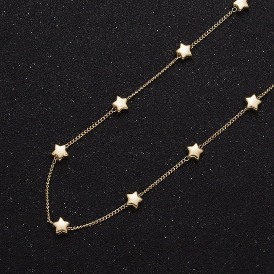 Unfinished Gold Stars Beaded Satellite Chain by Yard, 24K Gold Plated CCB Wholesale Bulk Satellite Roll Chain | ROLL-837