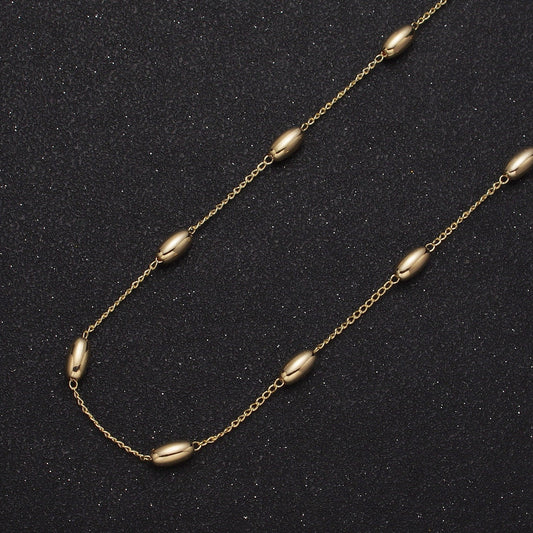 Unfinished Gold Mini Oblong Oval Beaded Satellite Chain by Yard, 24K Gold Plated CCB Wholesale Bulk Satellite Roll Chain | ROLL-843