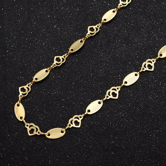 24K Gold Filled 6.0mm Unfinished Oval Anchor Chain & Hearts w. Figure Eight Connector Bulk Wholesale Roll Chain by Yard | ROLL-858