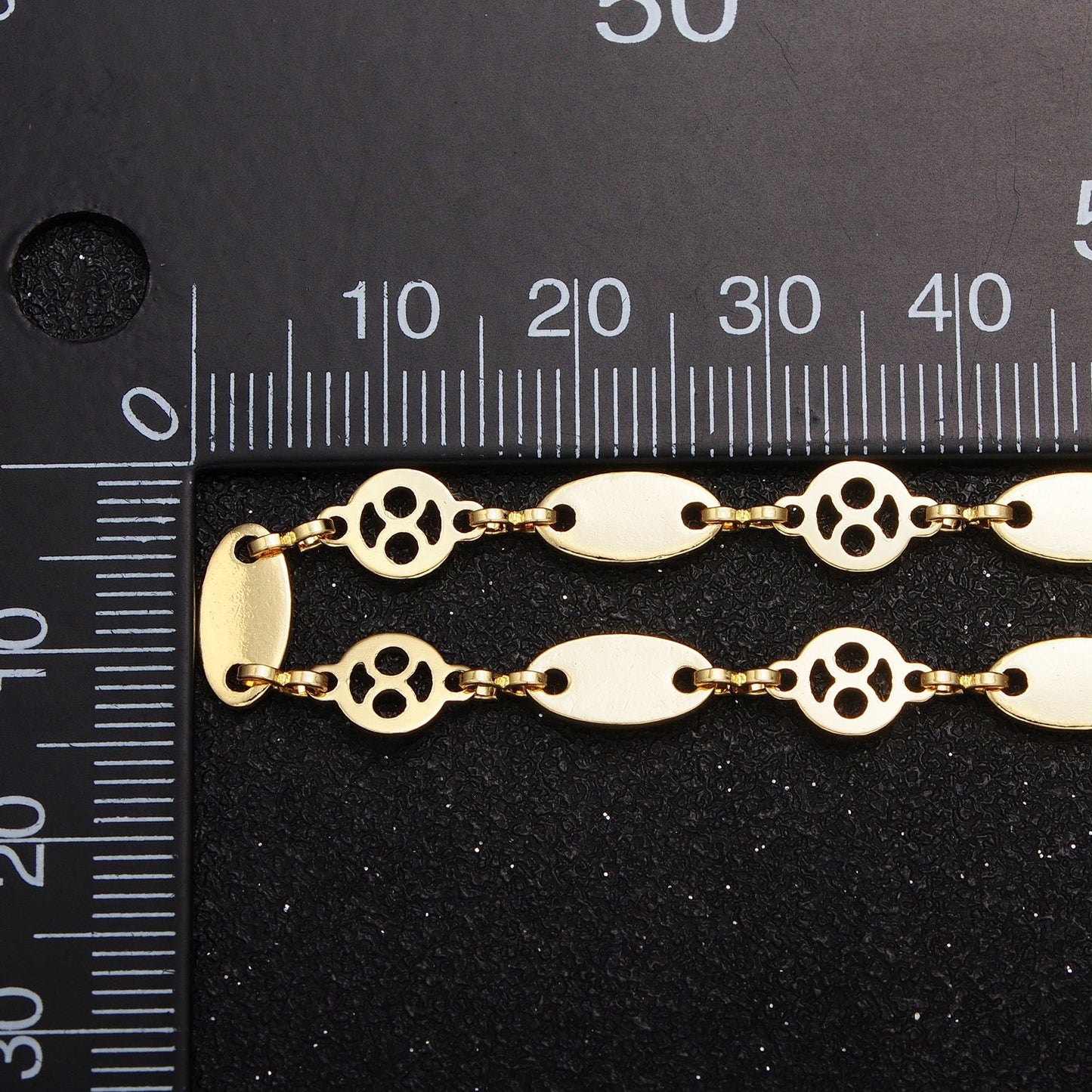 6.0mm Gold Anchor Link & Figure 8 Circles Chain w. Figure Eight Link by Yard, 24K Gold Filled Wholesale Bulk Roll Chain | ROLL-862