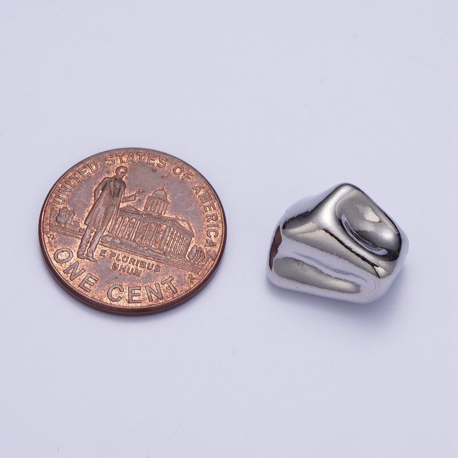 Tiny Abstract Geometric Dented Shape 12.8x9.0mm Bead Spacer, Gold Silver Plated Geometric Bead Spacer for DIY Jewelry Making | W-924, W-925